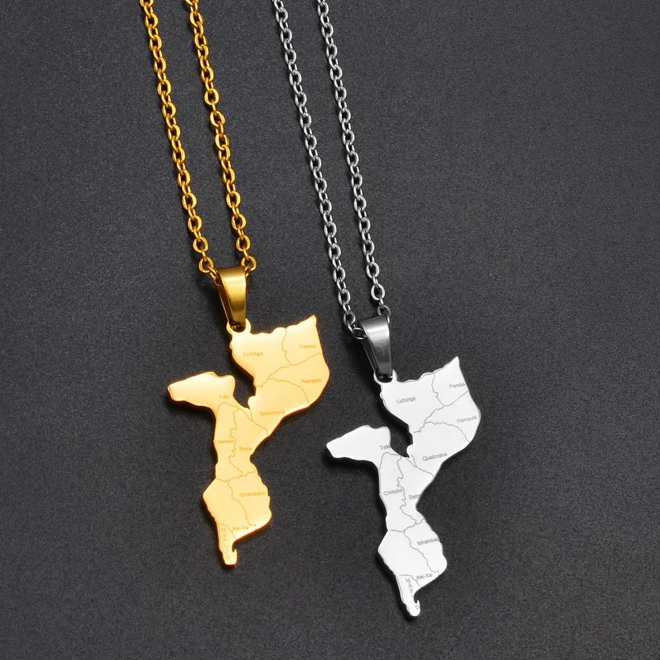 Mozambique Map & Cities Necklace