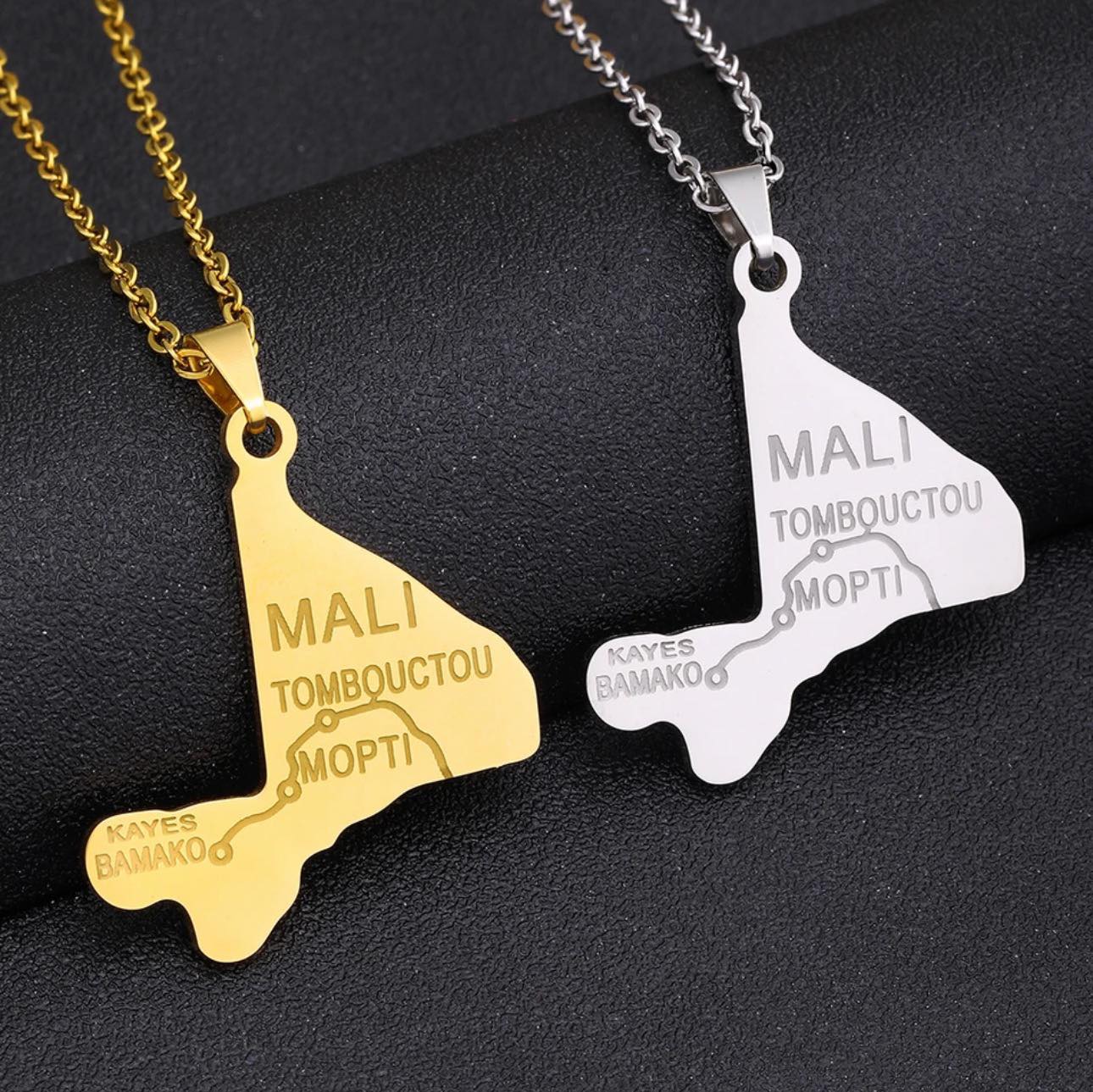 Mali Map & Cities Necklace