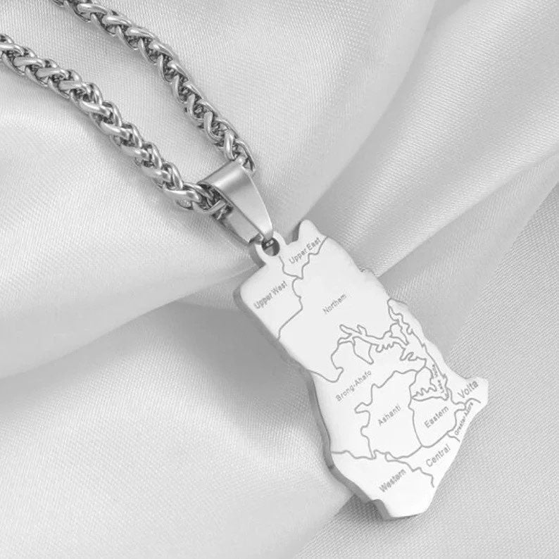 Ghana Map & Cities Necklace