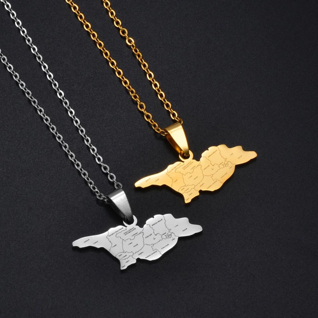 Georgia Map & Cities Necklace