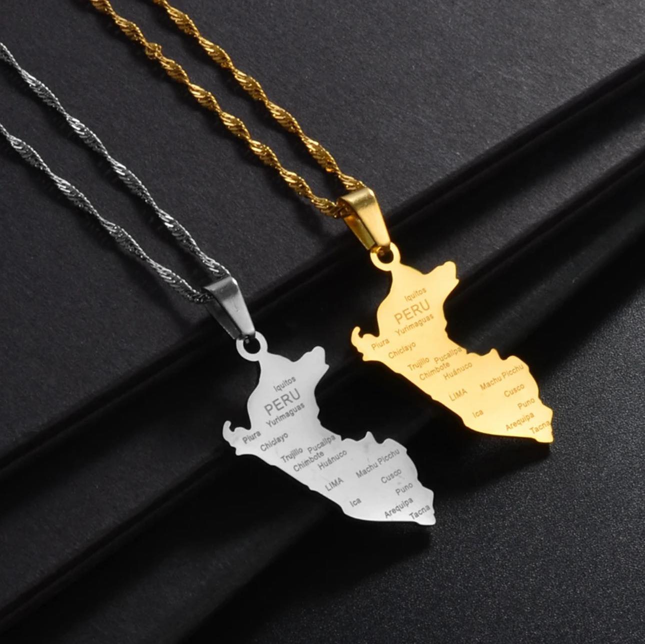 Peru Map & Cities Necklace