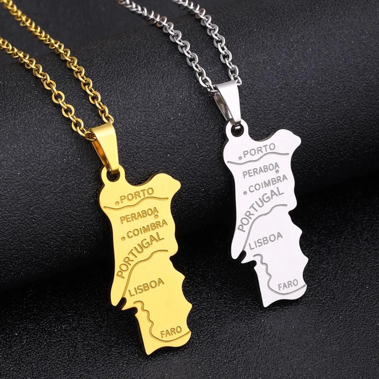 Portugal Map & Cities Necklace