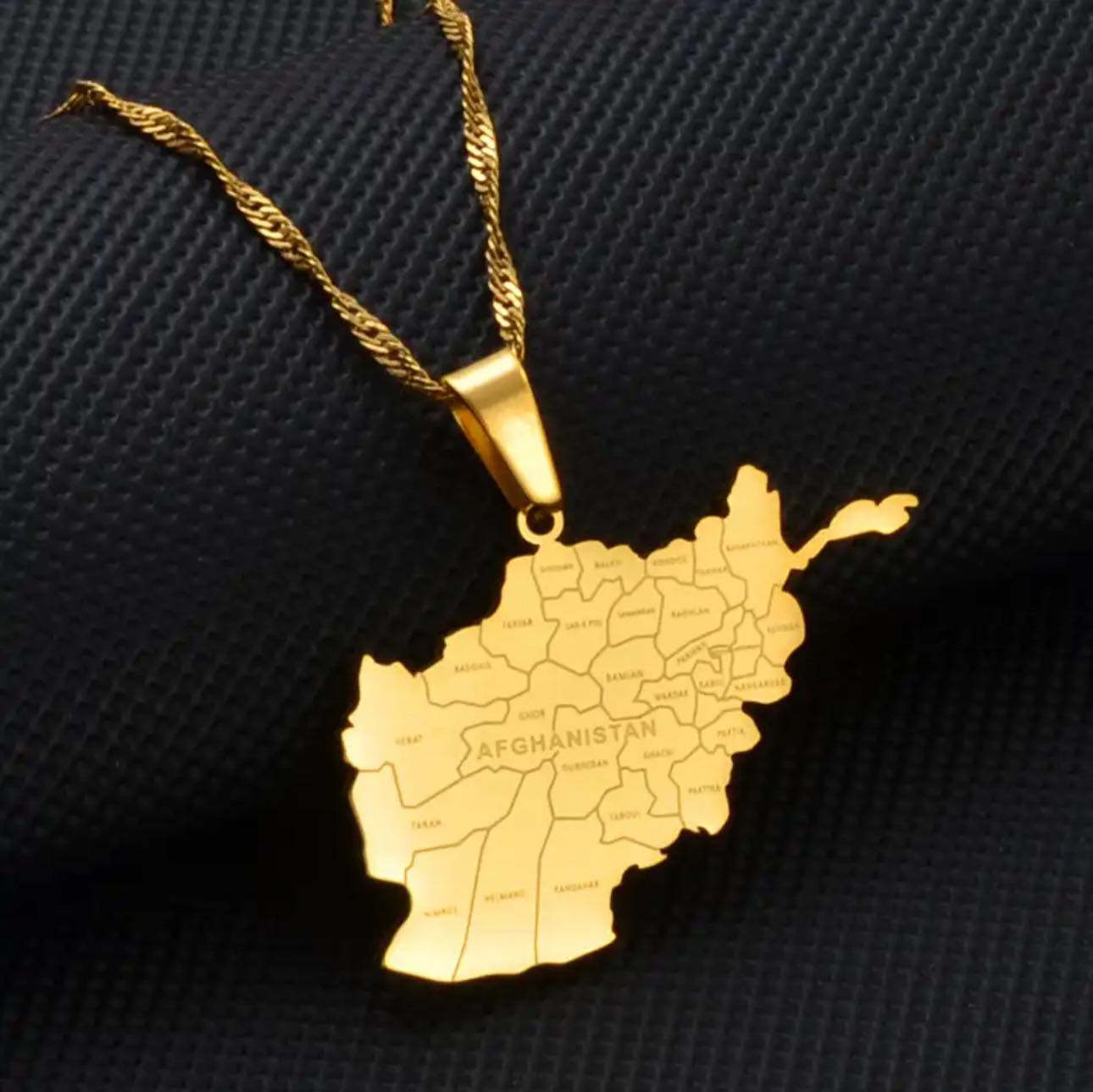 Afghanistan Map & Cities Necklace