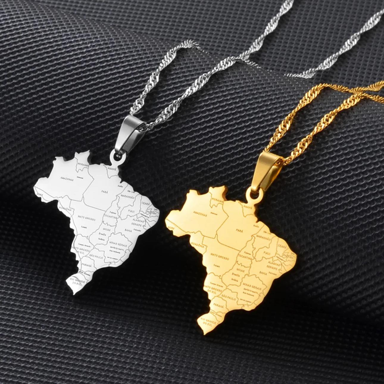 Brazil Map & Cities Necklace
