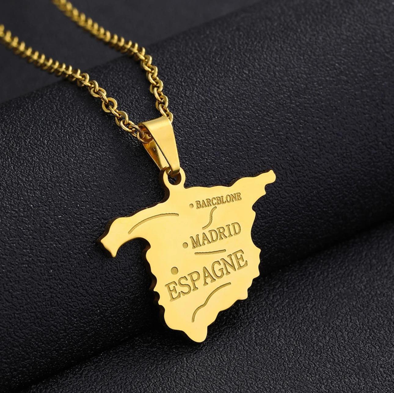 Spain Map & Cities Necklace