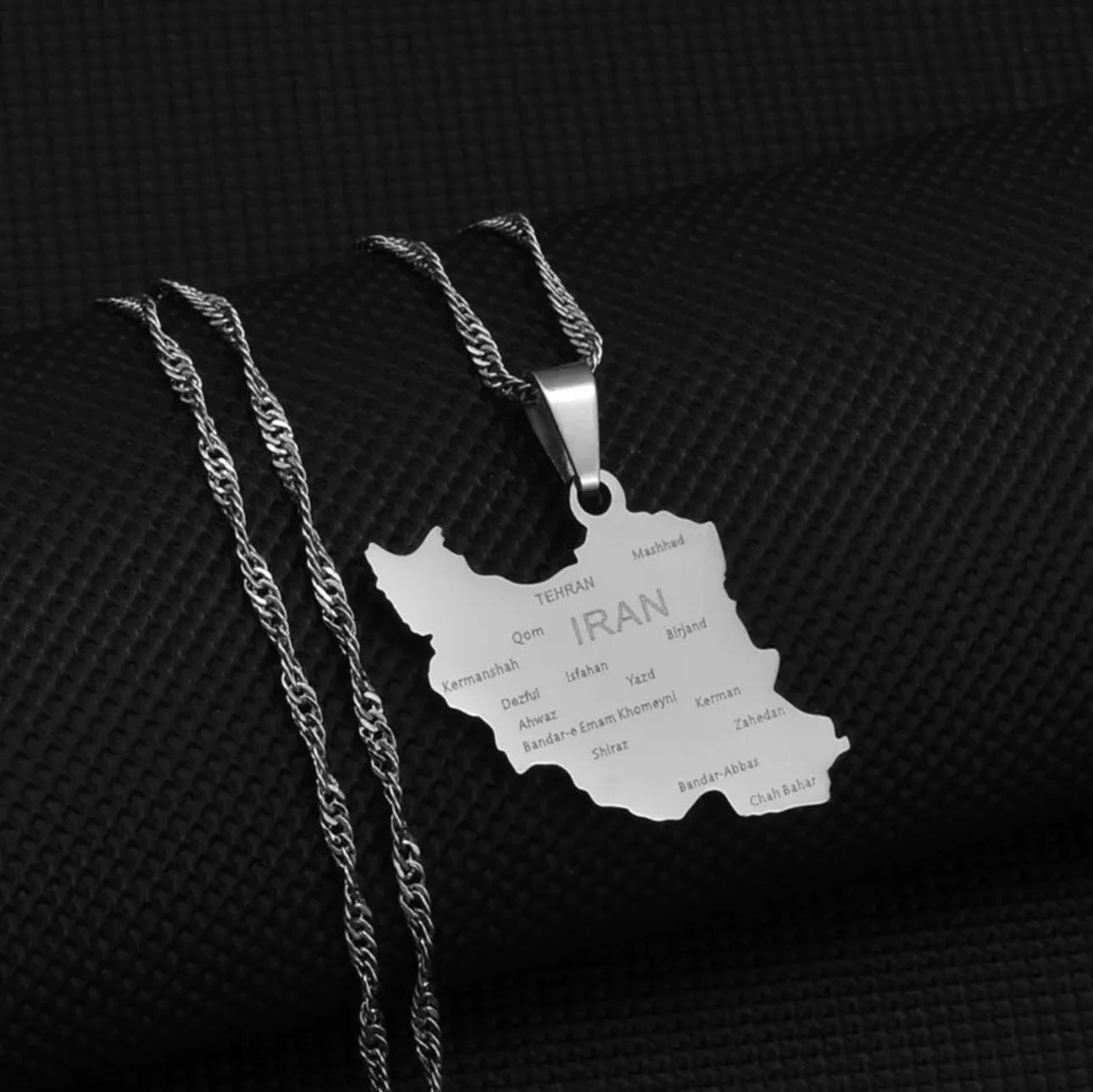 Iran Map & Cities Necklace