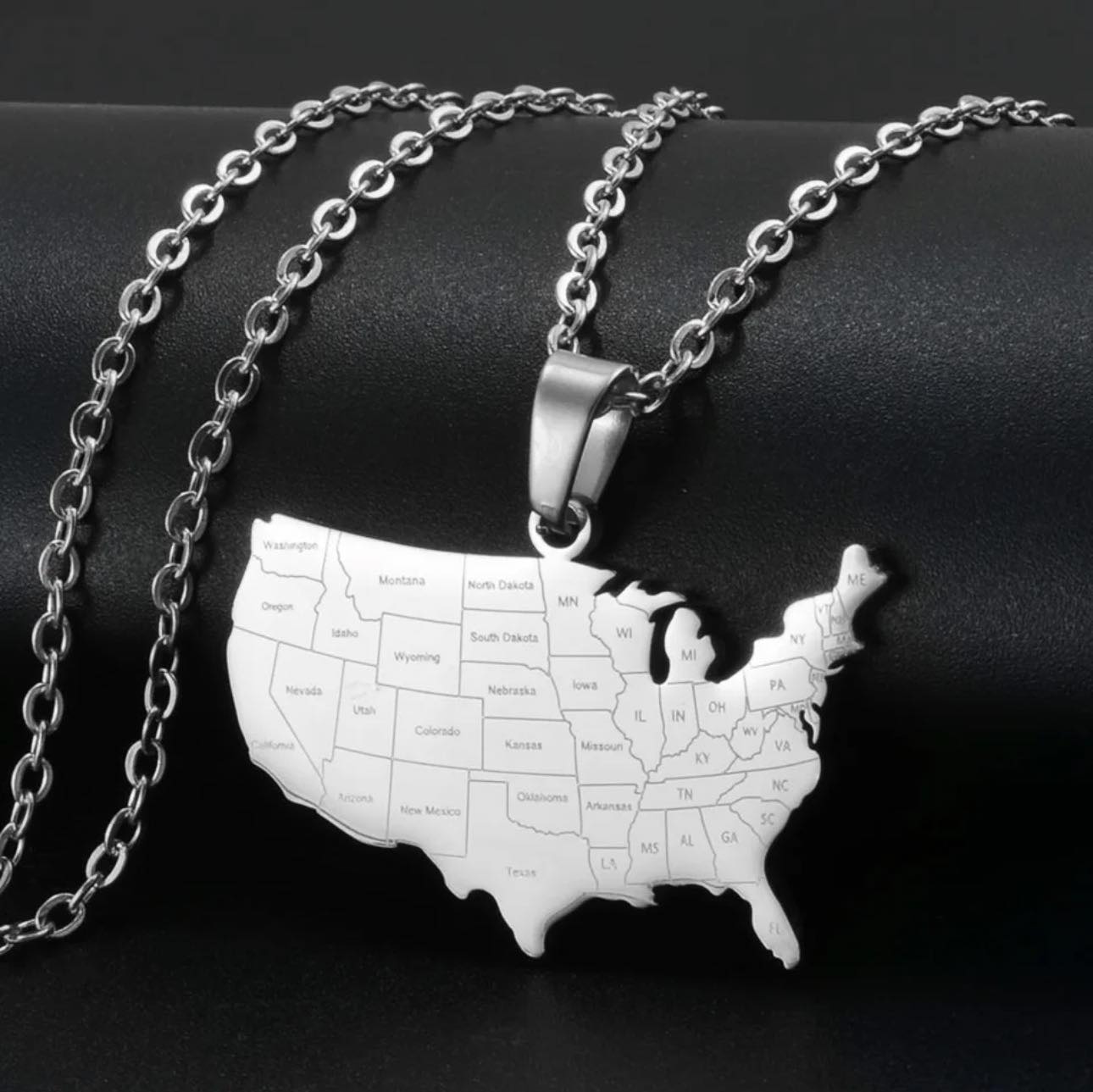 United States Map & States Necklace