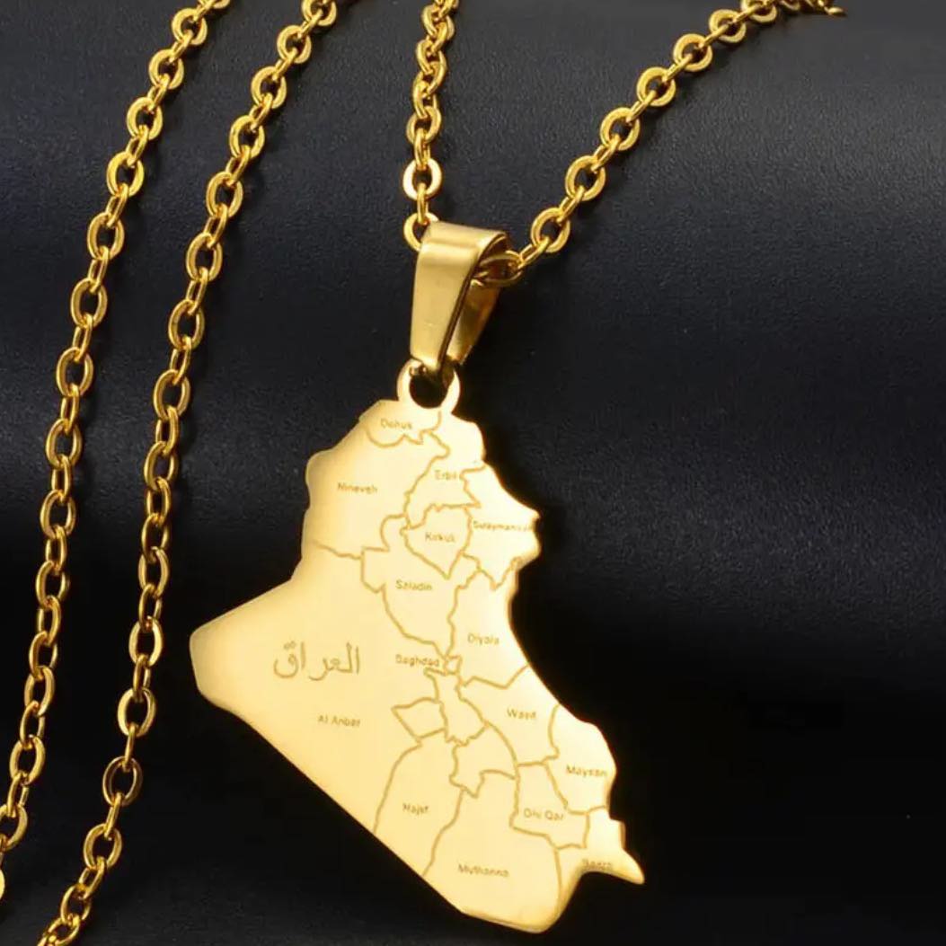 Iraq Map & Cities Necklace