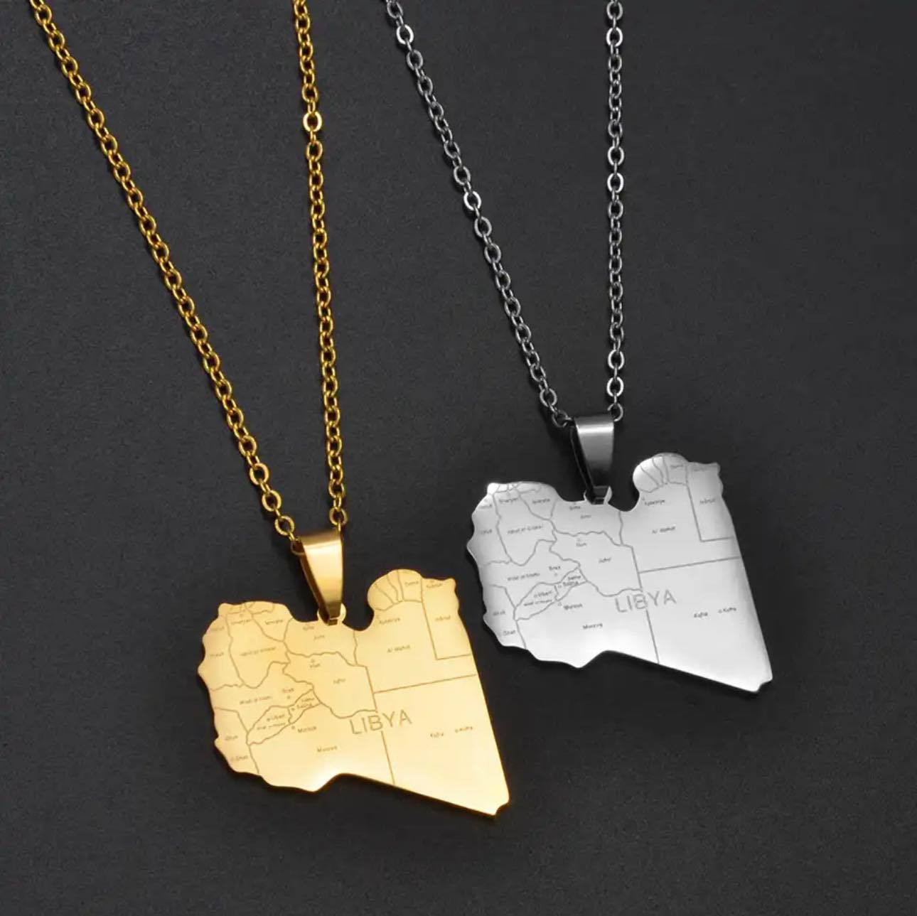 Libya Map & Cities Necklace