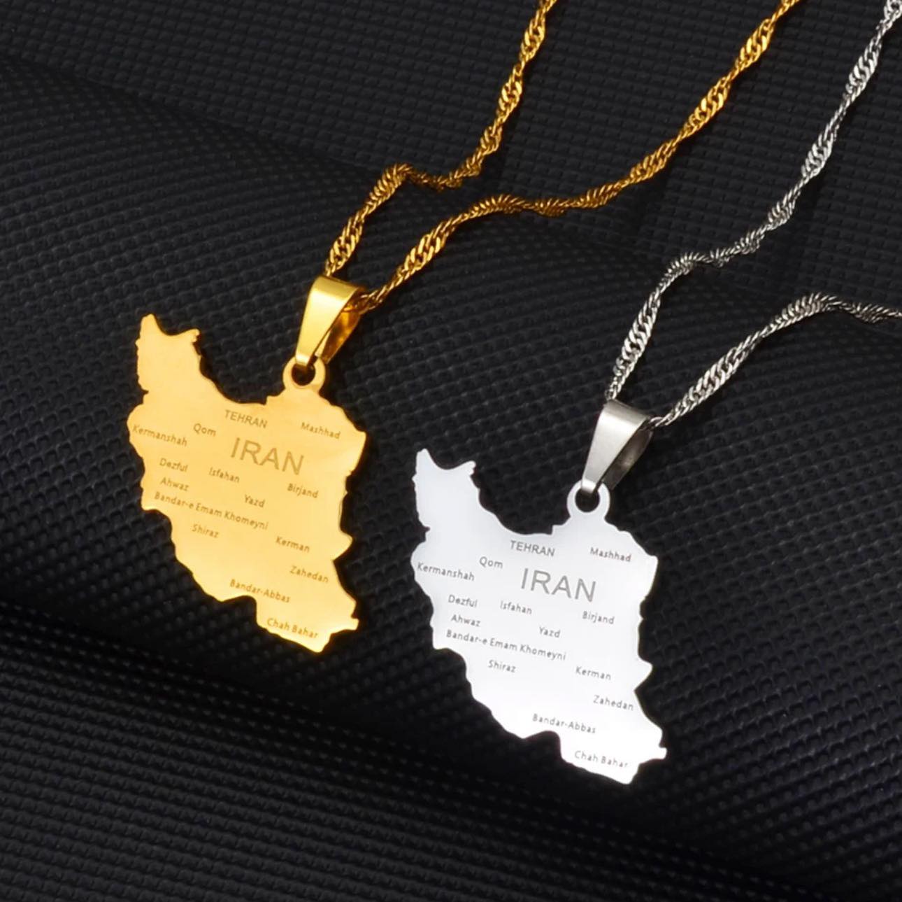 Iran Map & Cities Necklace