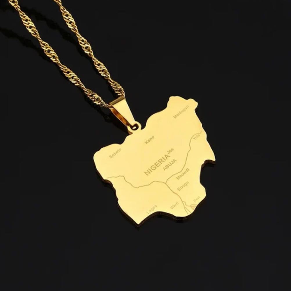 Nigeria Map & Cities Necklace