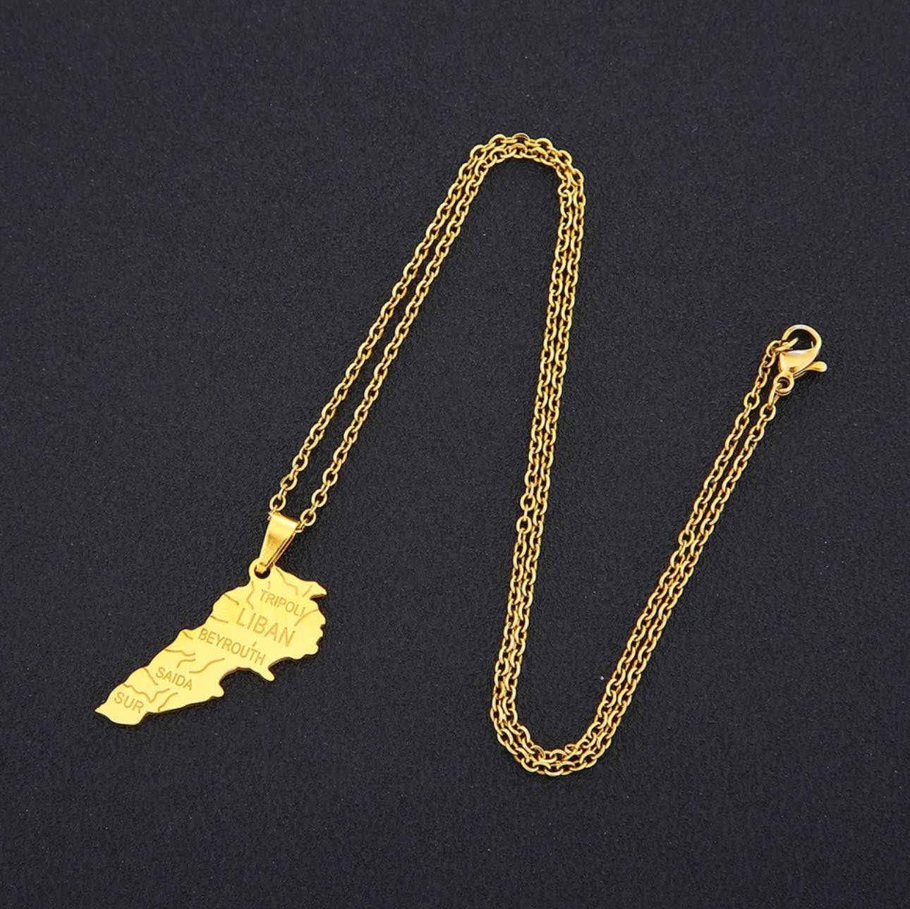 Lebanon Map & Cities Necklace