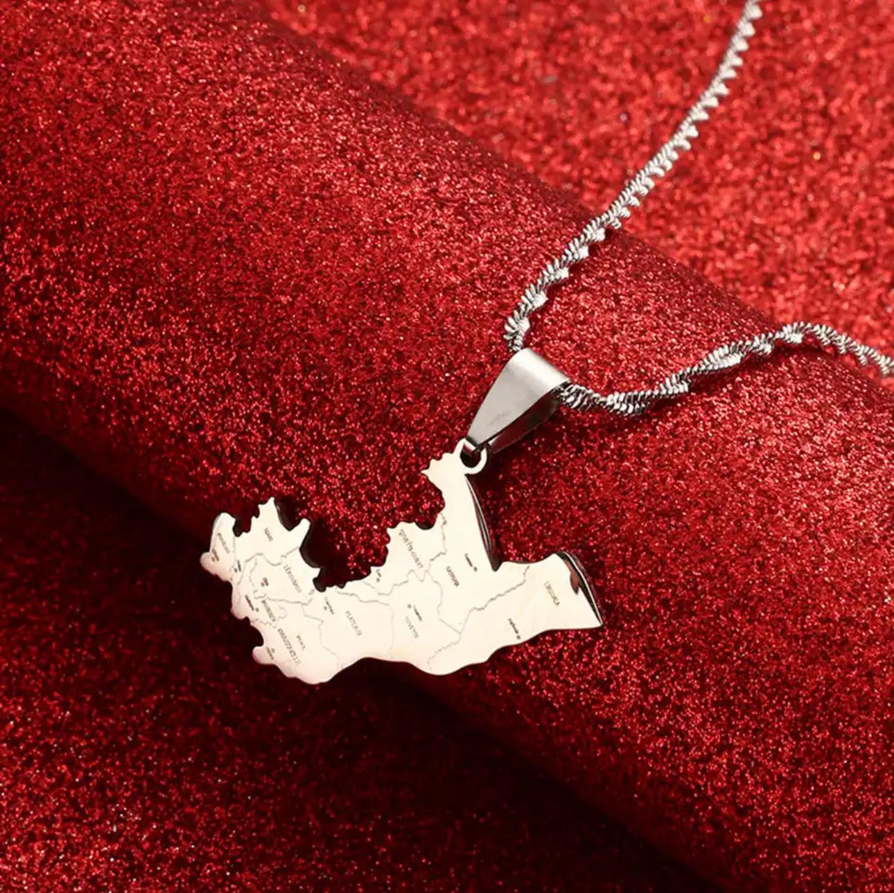 Congo Map & Cities Necklace