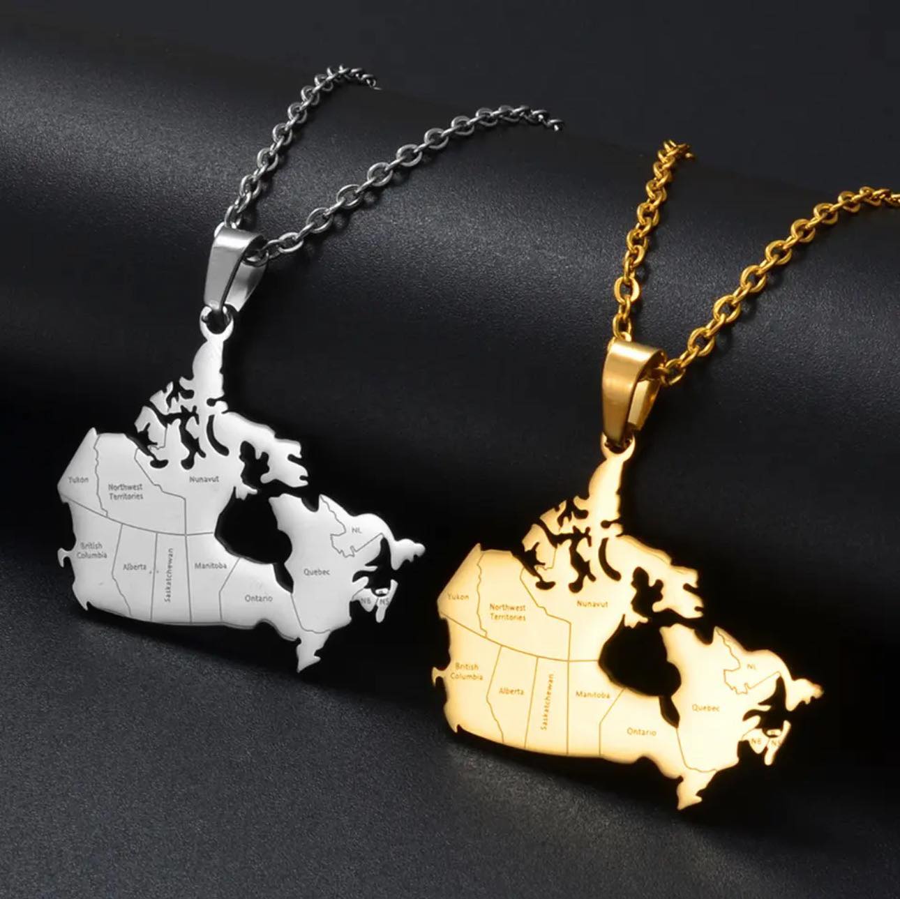 Canada Map & Provinces Necklace