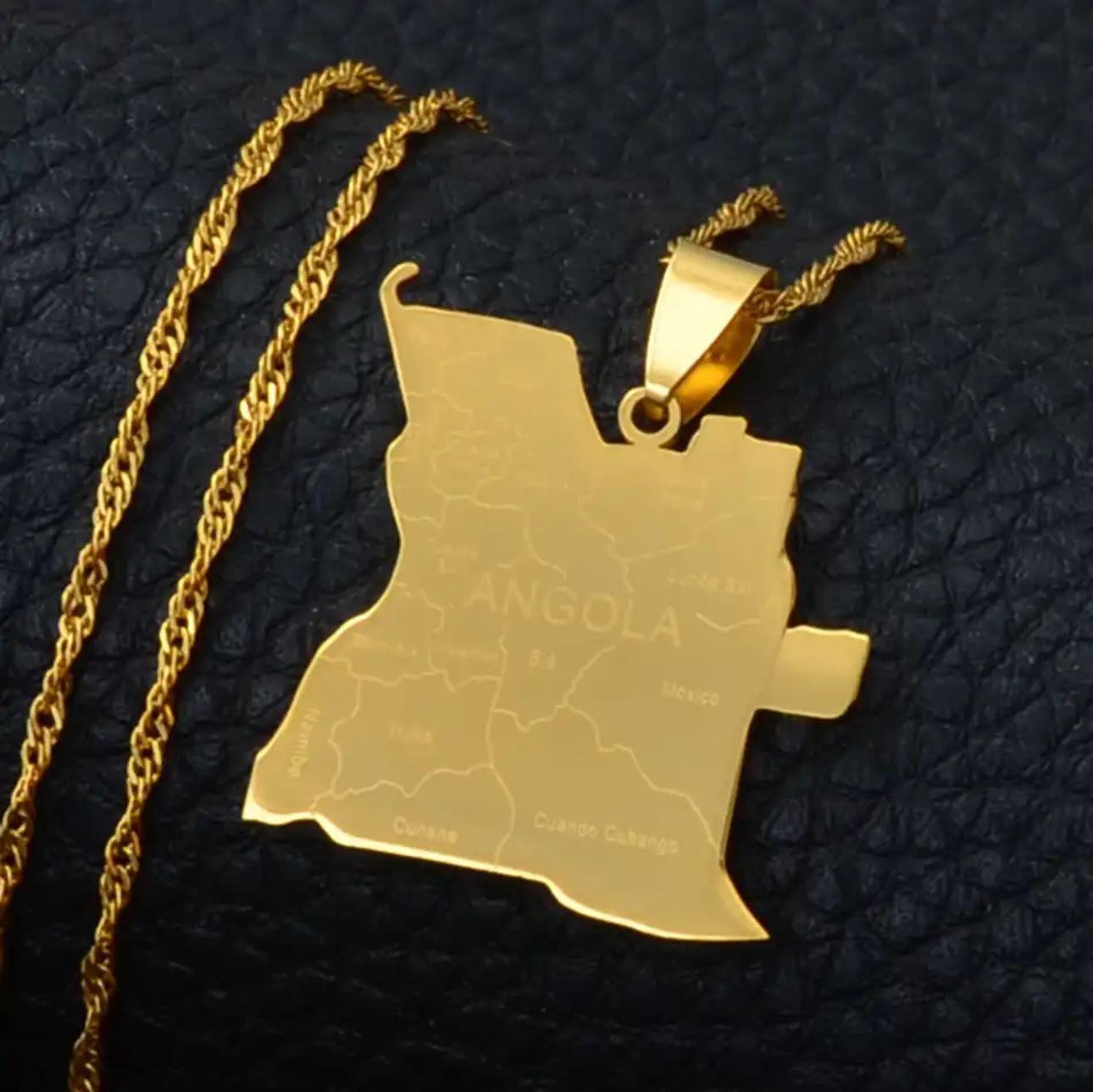 Angola Map & Cities Necklace