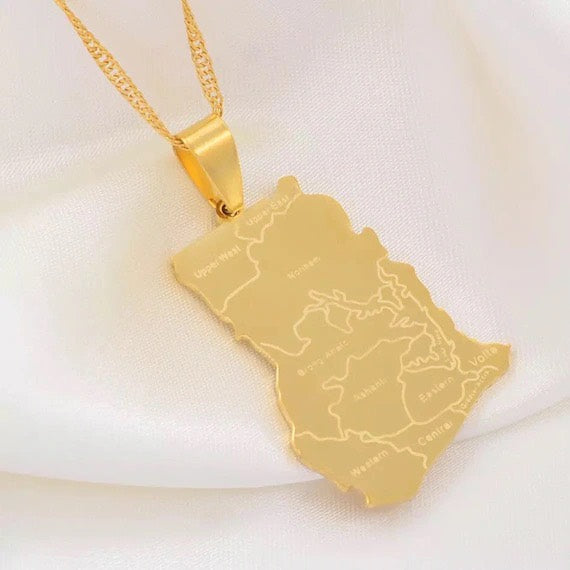 Ghana Map & Cities Necklace