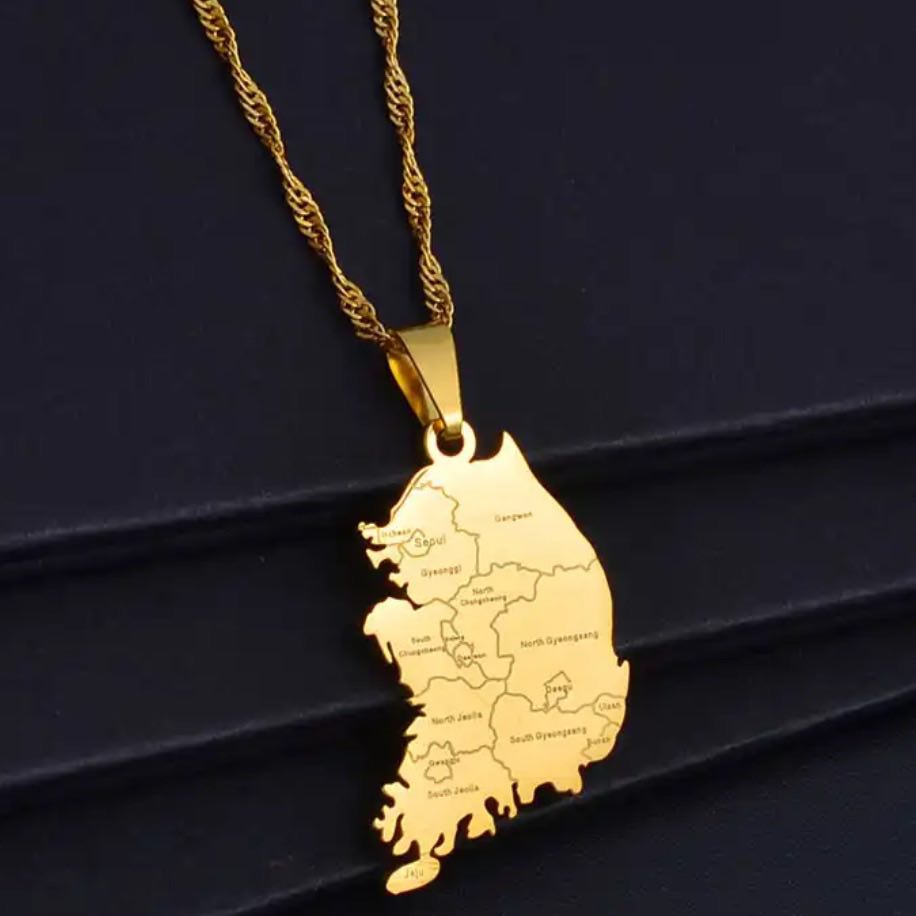 South Korea Map & Cities Necklace