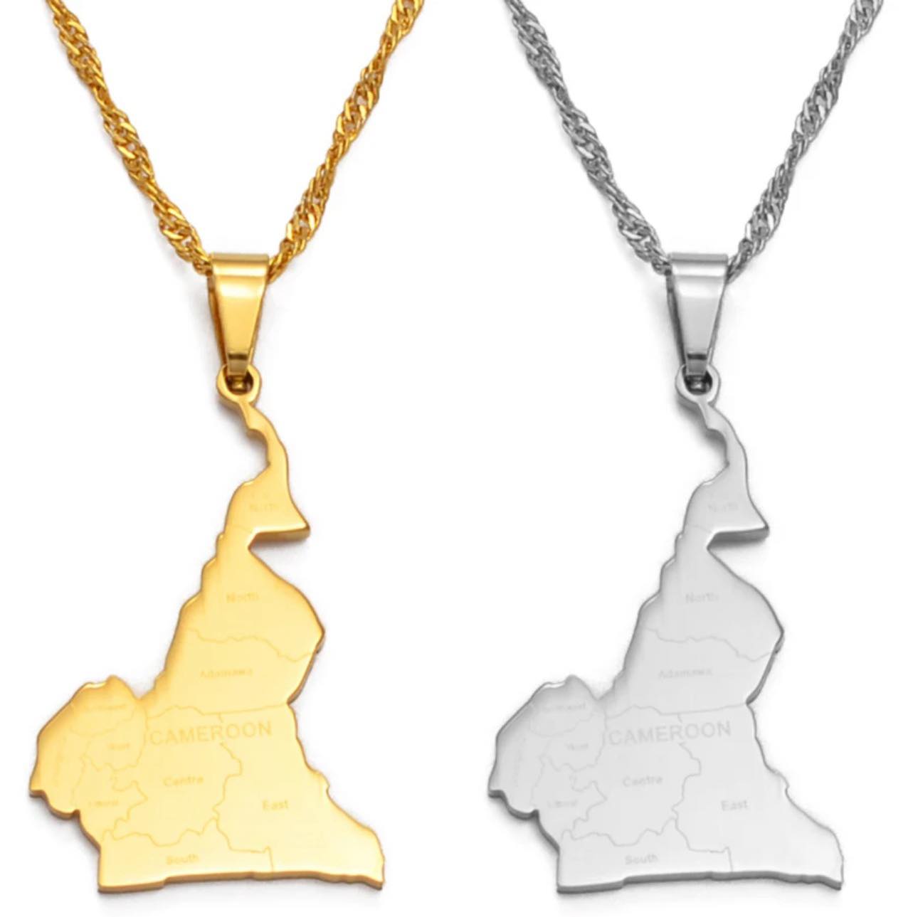 Cameroon Map & Cities Necklace