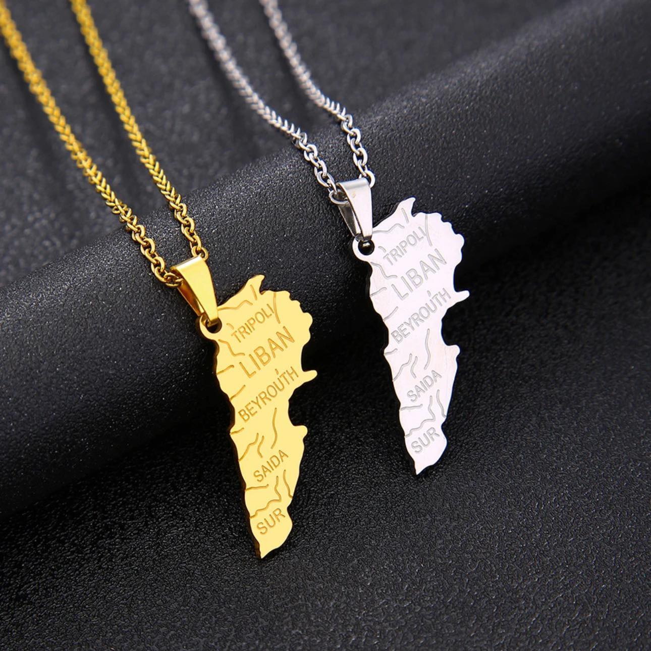 Lebanon Map & Cities Necklace