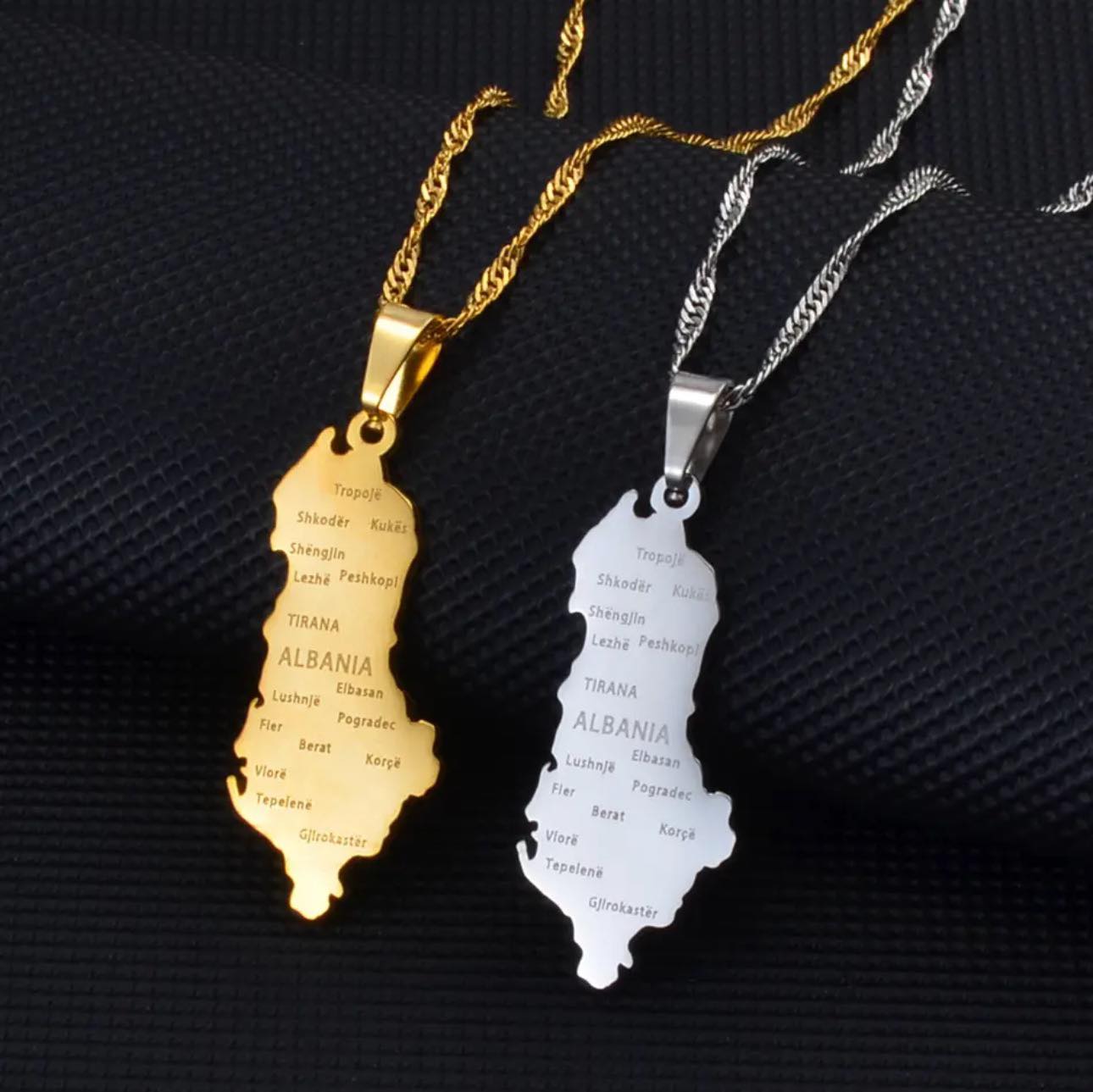 Albania Map & Cities Necklace