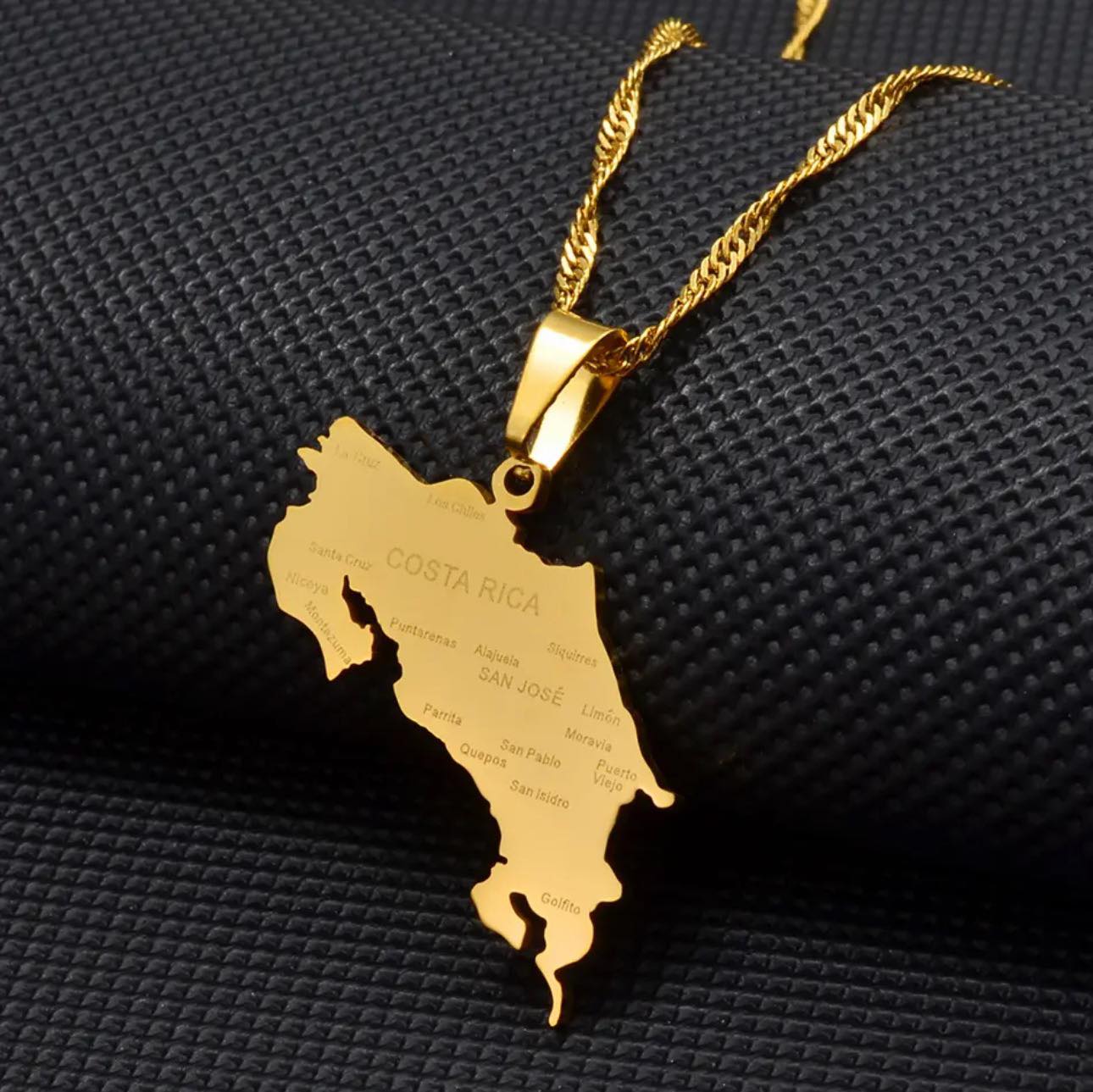 Costa Rica Map & Cities Necklace