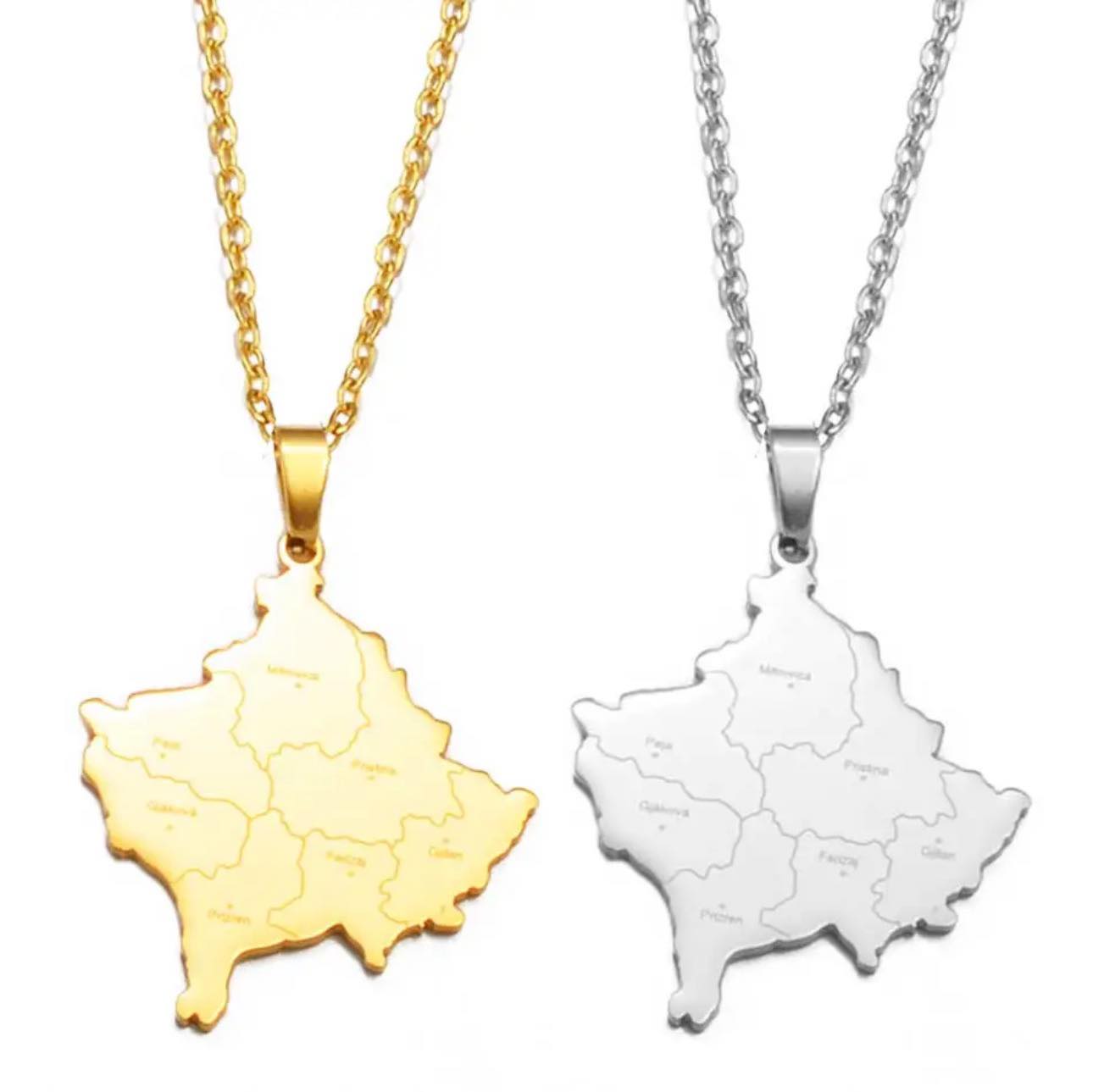 Kosovo Map & Cities Necklace