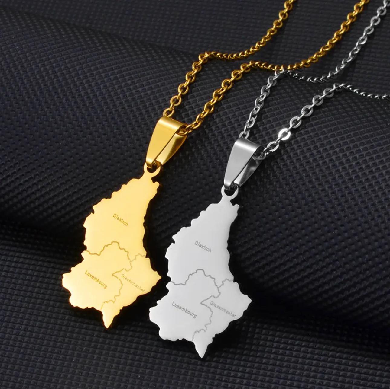 Luxembourg Map & Cities Necklace