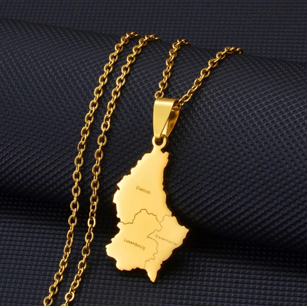 Luxembourg Map & Cities Necklace