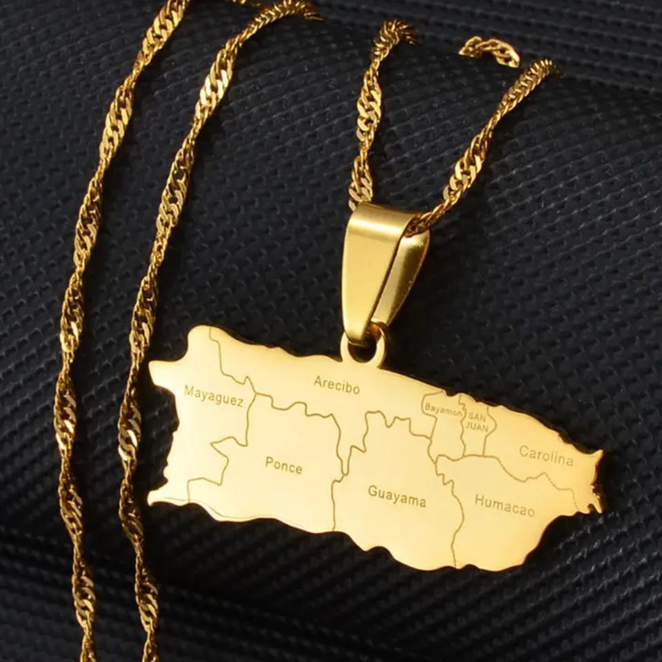 Puerto Rico Map & Cities Necklace