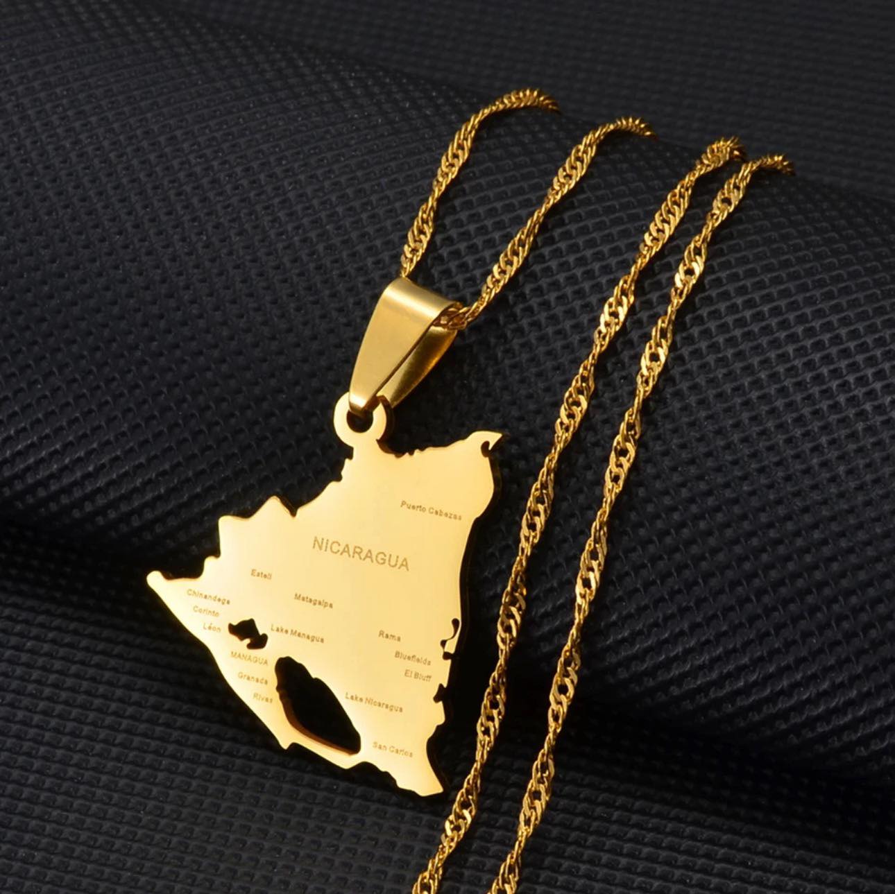 Nicaragua Map & Cities Necklace