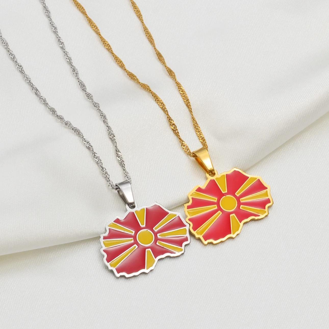 North Macedonia Flag Necklace