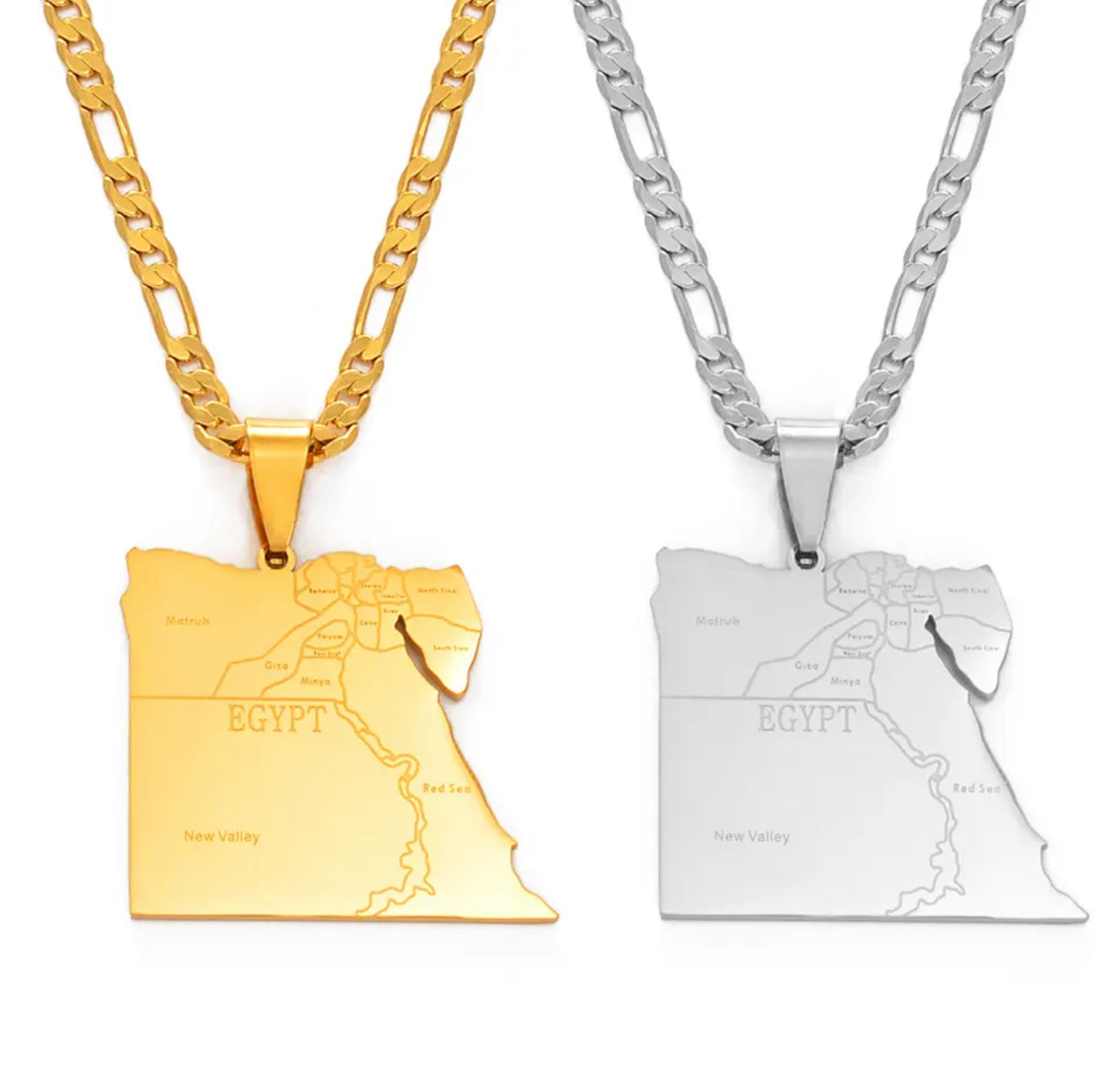 Egypt Map & Cities Necklace