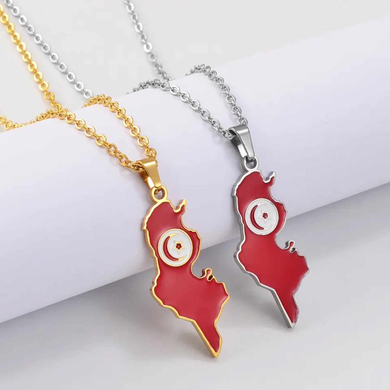 Tunisia Flag Necklace